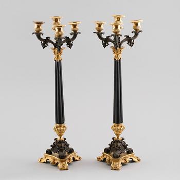 KANDELABRAR, 1 par, empirestil, 1800-tal.