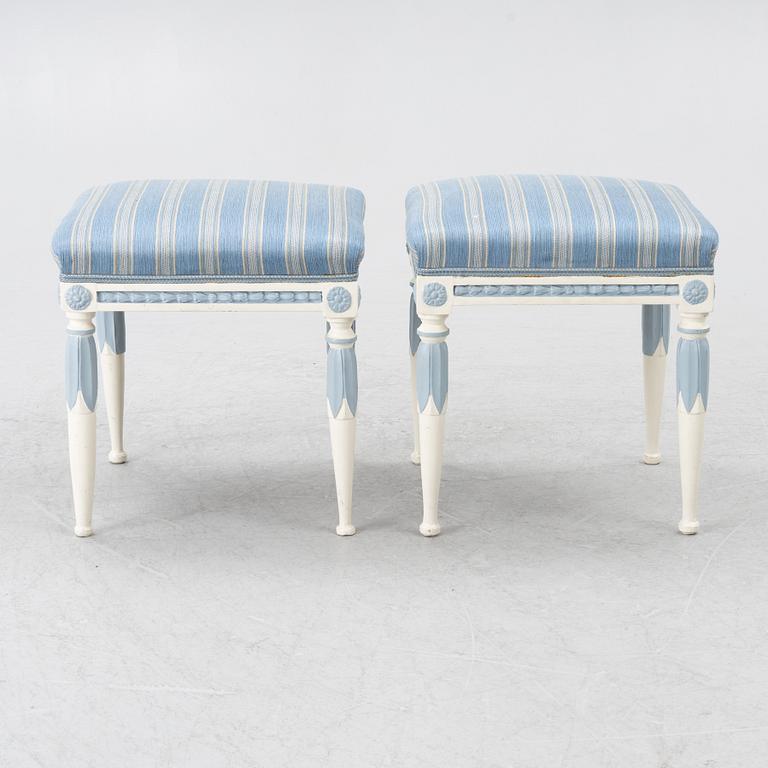 Stools, a pair, Gustavian style, 20th century.