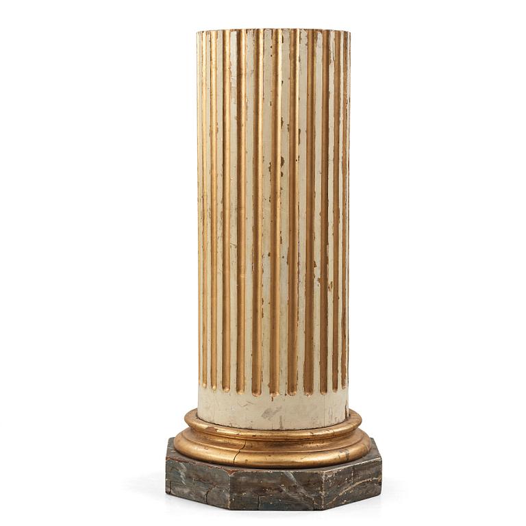 A Gustavian painted and giltwood column, late 18th century.