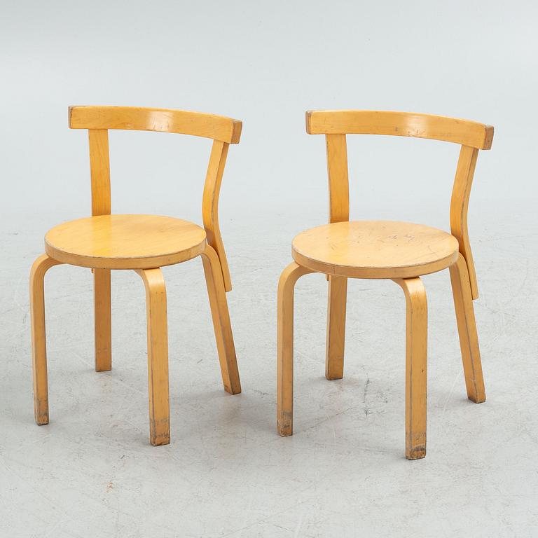 Alvar Aalto, stolar, 6 st, modell 69, Artek, Finland, 1900-talets andra hälft.