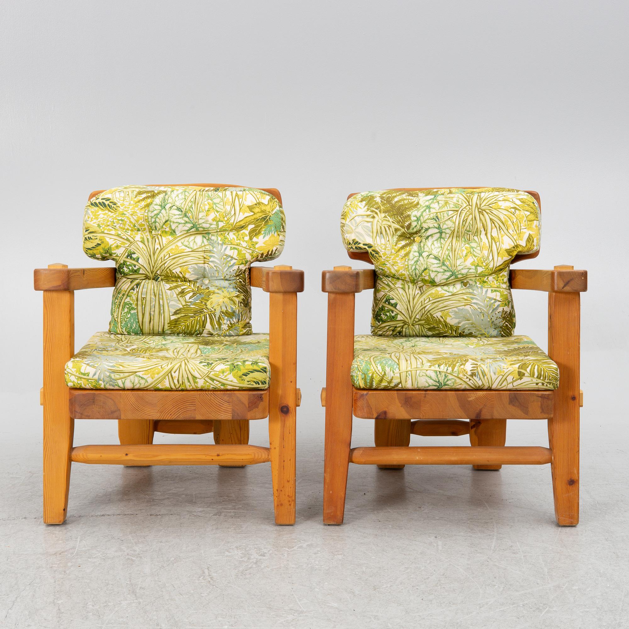Stig Sandqvist, armchairs, a pair, Vemdalia/Sandqvists. Second half of the 20th century.