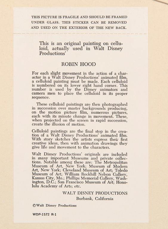 Filmcell från filmen "Robin Hood", Walt Disney.