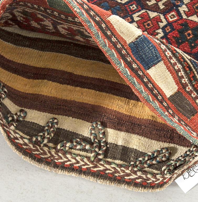 A semiantique/antique Kurdistan bag and front ca 59 x 55 and 56 x 48 cm.