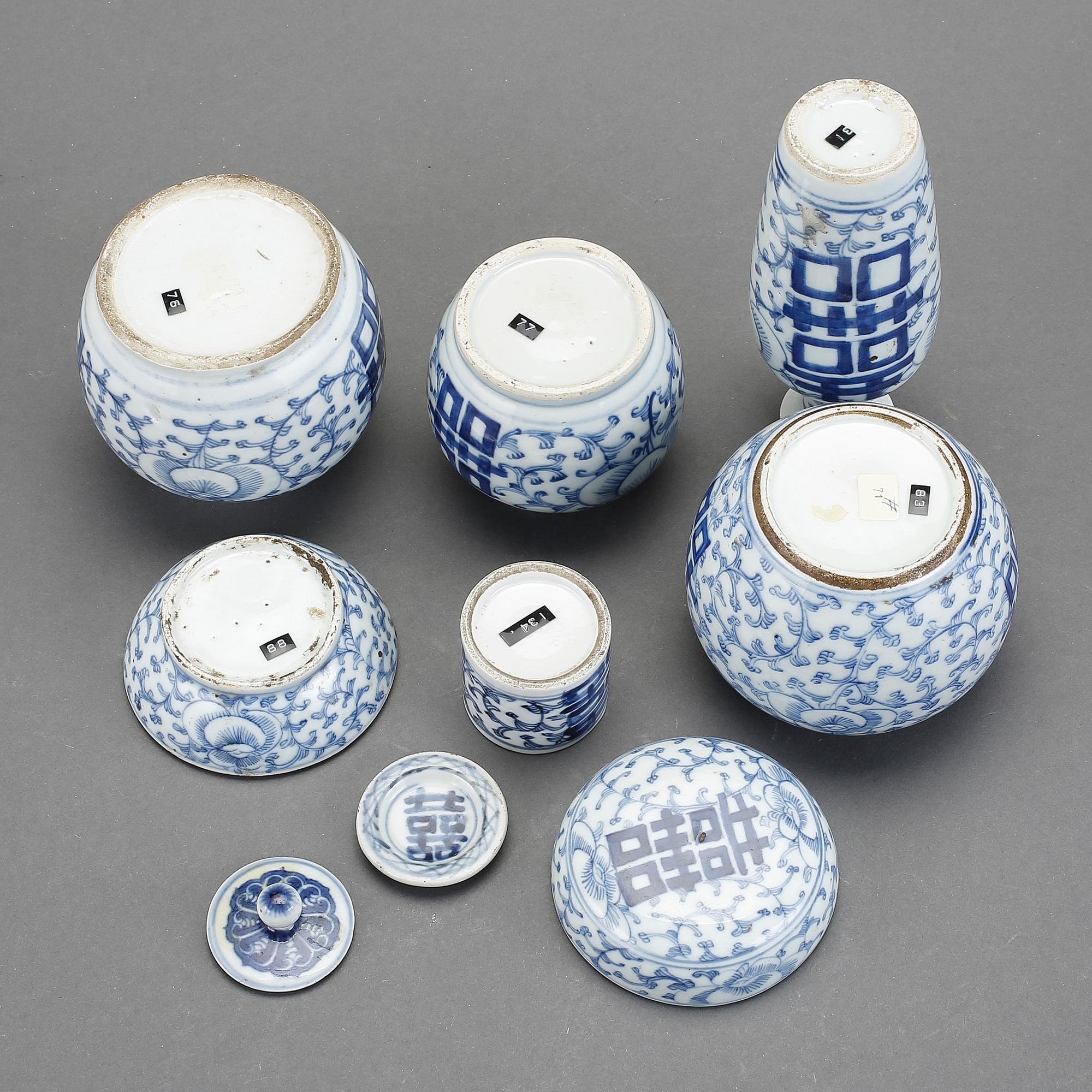 PARTI PORSLIN, 6 delar, Kina, 1800/1900-tal.