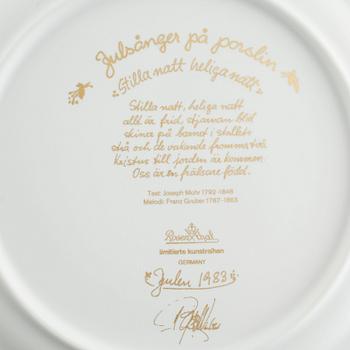 34 porcelain plates by Bjørn Wiinblad, Royal Copenhagen, second half of the 20th century.