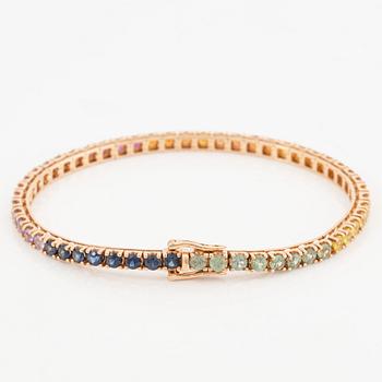 Bracelet, 18K gold with multi-coloured sapphires.