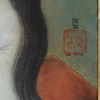 Mai Trung Thứ (1906-1980), Vietnam. Ink and gouache on silk. Signed. "La toilette".