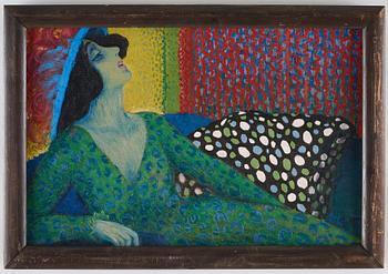 Gösta Nystroem, Elegant woman in a green dress.
