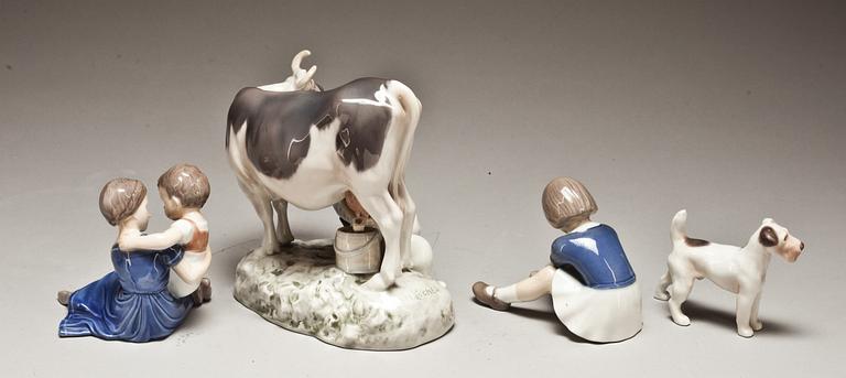 FIGURINER, 4 st, porslin, Bing & Gröndahl. Bl a Axel Locher. 1900-talets andra hälft.