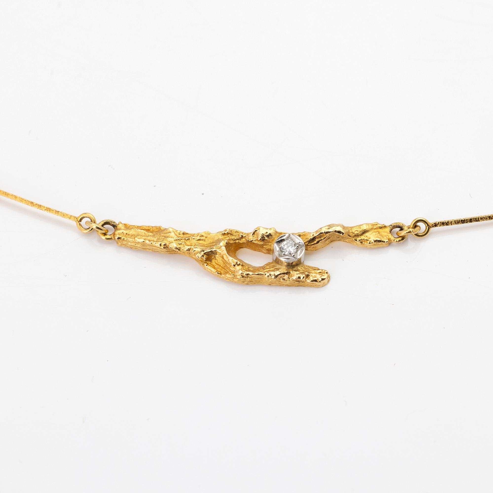 Björn Weckström, Necklace, "Diamond Bud", 18K gold, diamond, Lapponia.