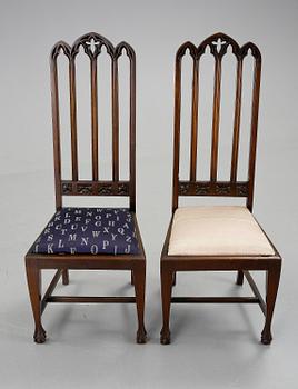 STOLAR, 4 stycken, gotisk stil, England, 1900-talets första del.