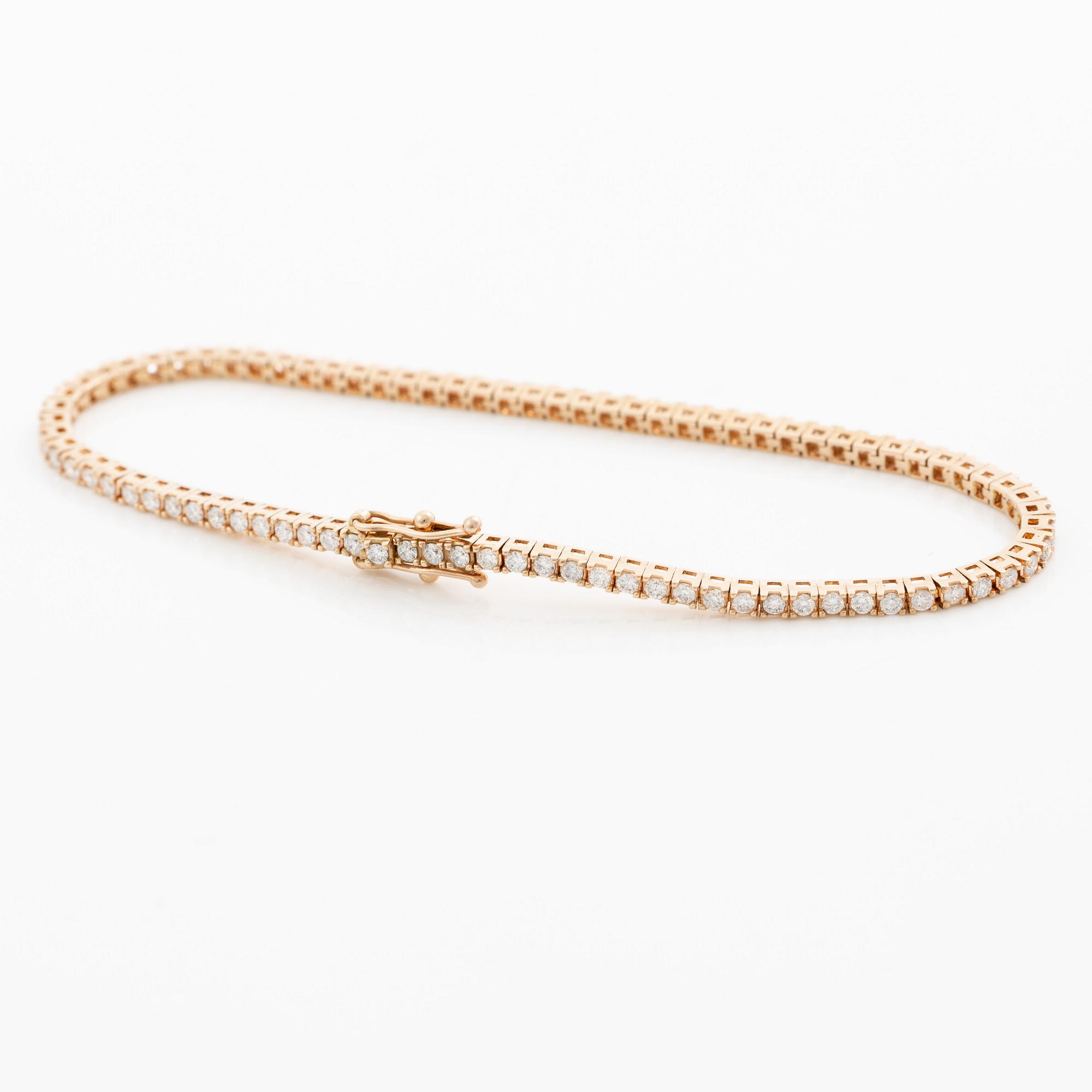 Tennisarmband 18K roséguld med briljantslipade diamanter.