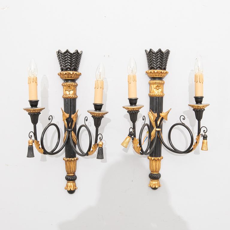 Vägglampor, ett par, Empire-stil, 1900-tal.