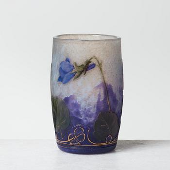 A Daum Art Nouveau enamel painted cameo glass vase, France.