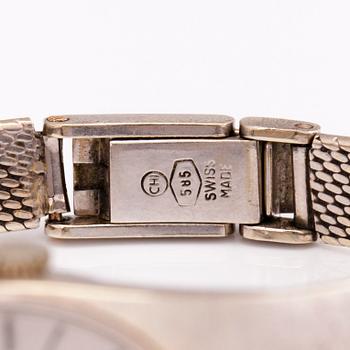 TISSOT SAPHIR 14K white gold, wrist watch. width 16.6 mm.