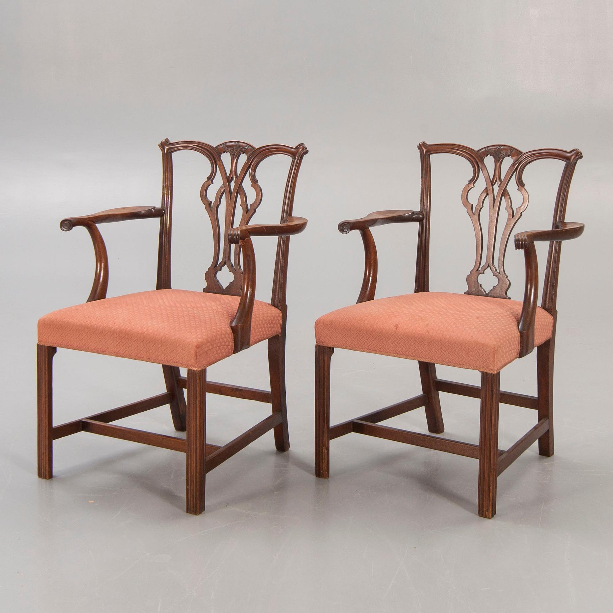A pair of Chippendale mahogany chairs.
