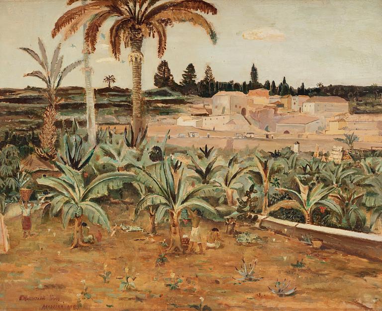 ERIC HALLSTRÖM, Olja på pannå, Signerad E. Hallström och daterad Madeira 1926.
