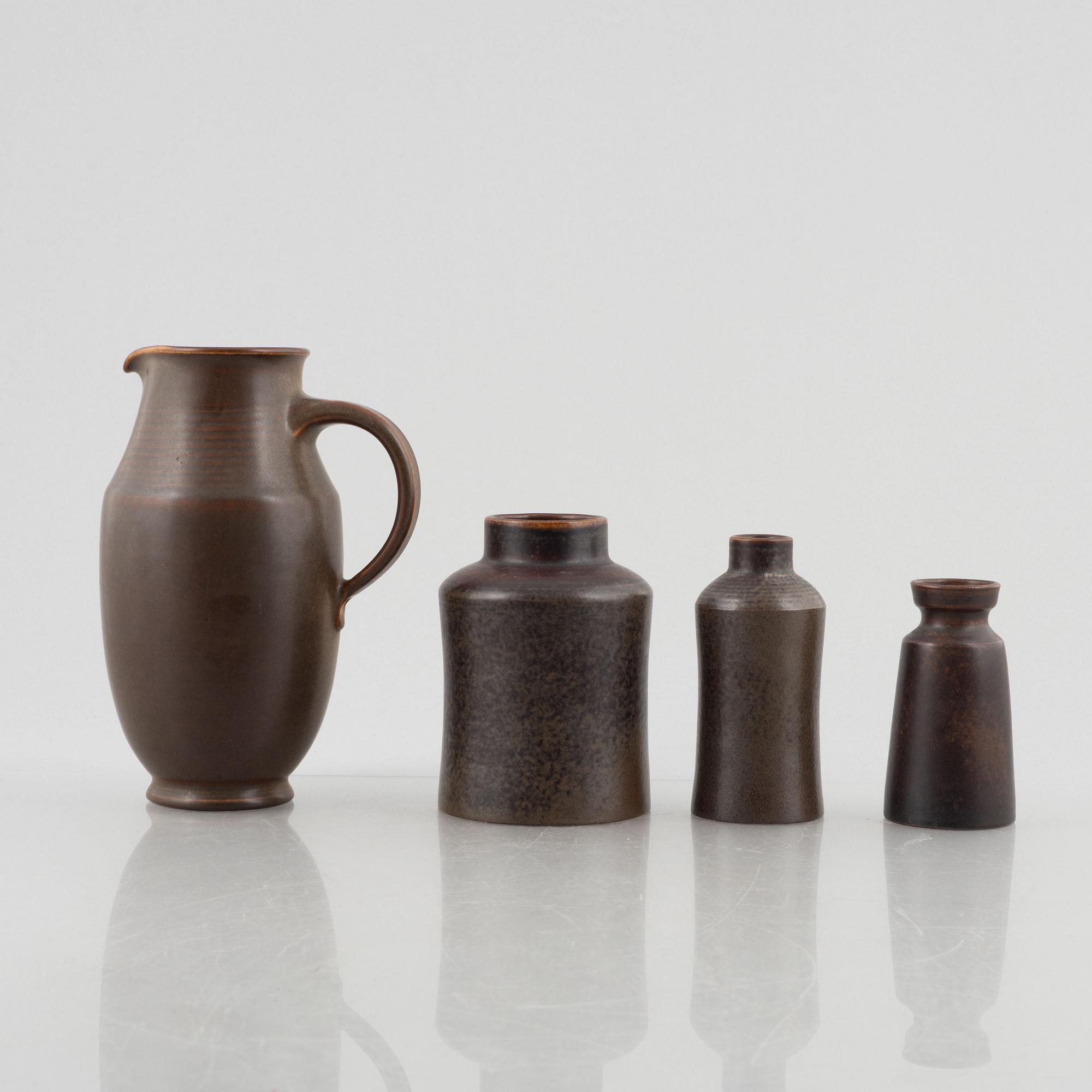 Erich & Ingrid Triller, four stoneware vases, Tobo.