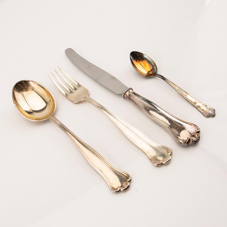 Cutlery 39 pieces silver mostly Hallberg Stockholm 1950/60s weight in total 2303 grams.