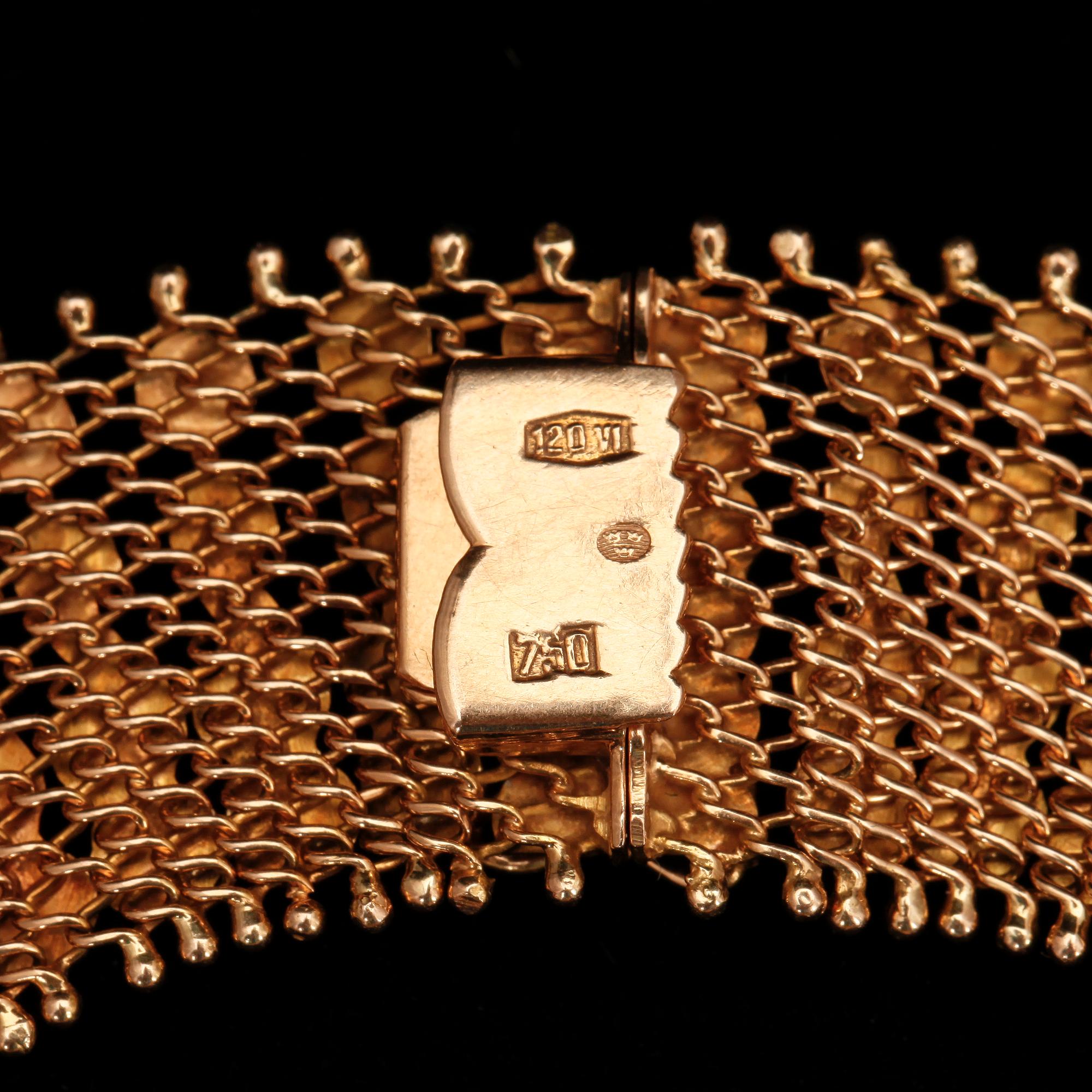 HALSCOLLIER, guld 18K, svensk importstämpel, 1900-tal. Vikt ca 62 gram.