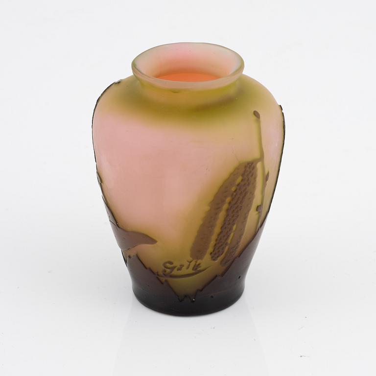 Emile Gallé, vas, överfångsglas, Art Nouveau, Nancy, Frankrike,