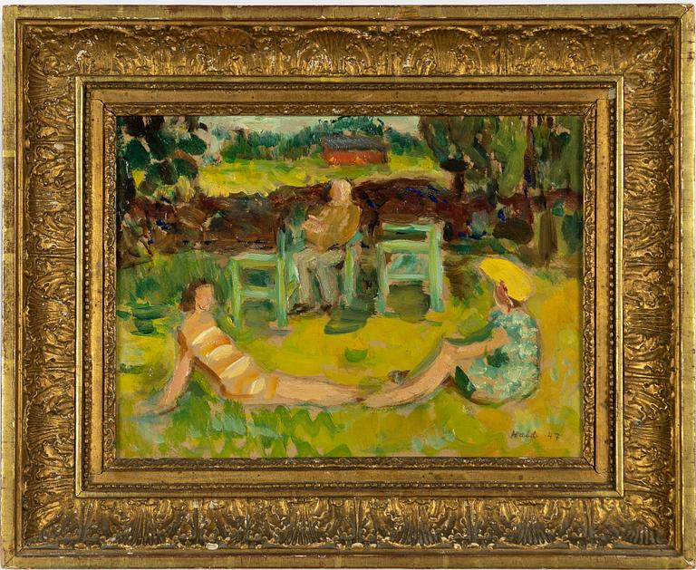 Edward Hald, I trädgården.