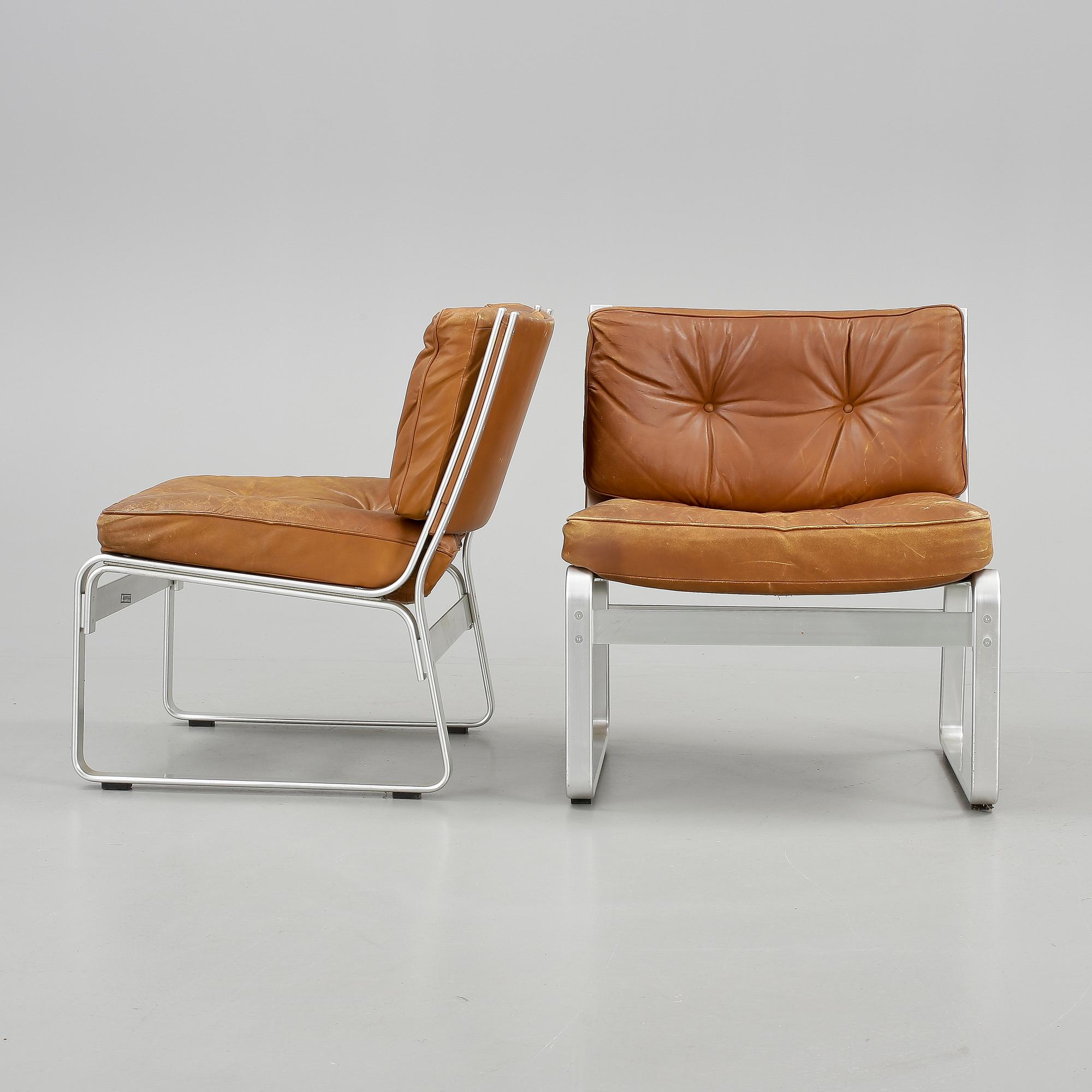 FÅTÖLJER, ett par, Karl Erik Ekselius, JOC, Vetlanda, 1970-tal.