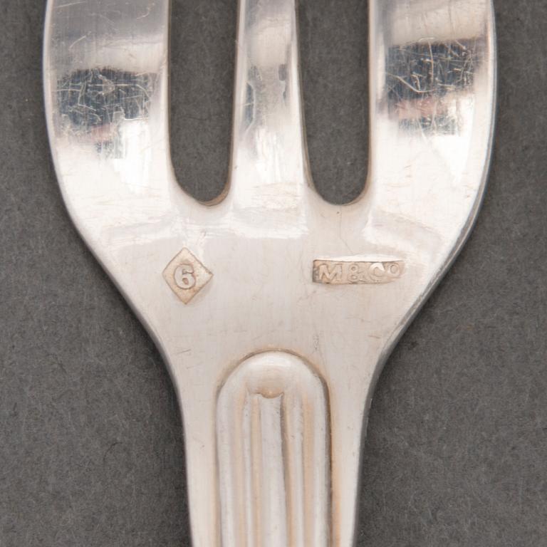 A SET OF 12 OYSTER FORKS, plate. Miele & Co.