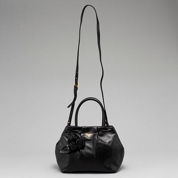 PRADA, black leather bag.