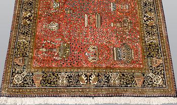 A carpet, Figural Sike Qum ca 157 x 111 cm.