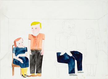 Renate Bauer · RENATE BAUER, akvarell och blyerts på papper, osignerad.
