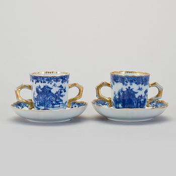 KOPPAR med FAT, ett par, kompaniporslin, Qianlong 1736-95.