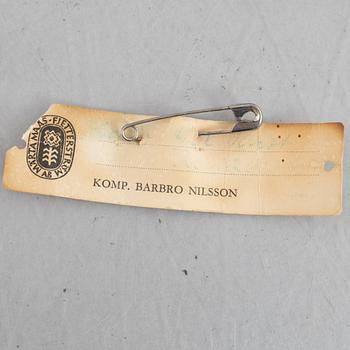 Barbro nilsson, a tapestry weave 'Gul kvist' textile, signed BM, c. 31 x 34 cm.