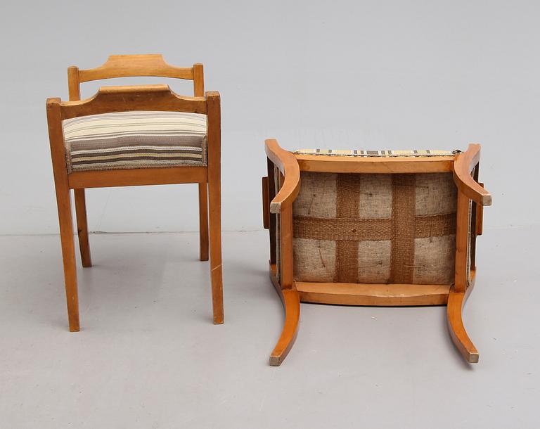 TABURETTER, 4 st, Karl Johan, 1800-talets mitt.