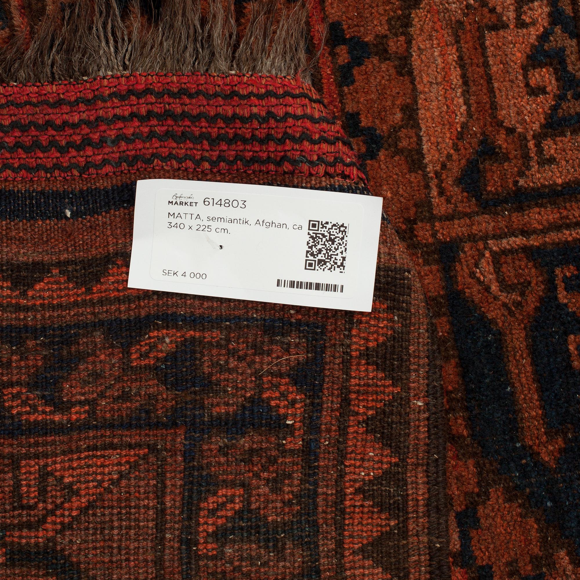 MATTA, semiantik, Afghan, ca 340 x 225 cm.