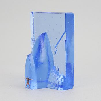 A glass sculpture by Bertil Vallien for Kosta Boda, signed.