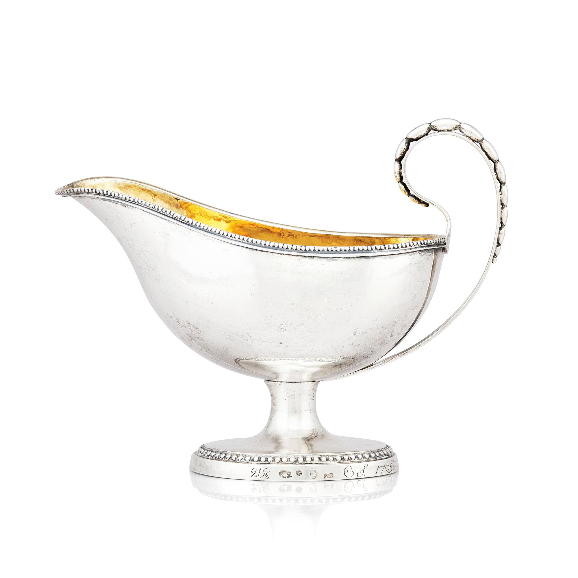 A Swedish Gustavian parcel-gilt silver cream-jug, mark of Pehr Zethelius, Stockholm 1792.