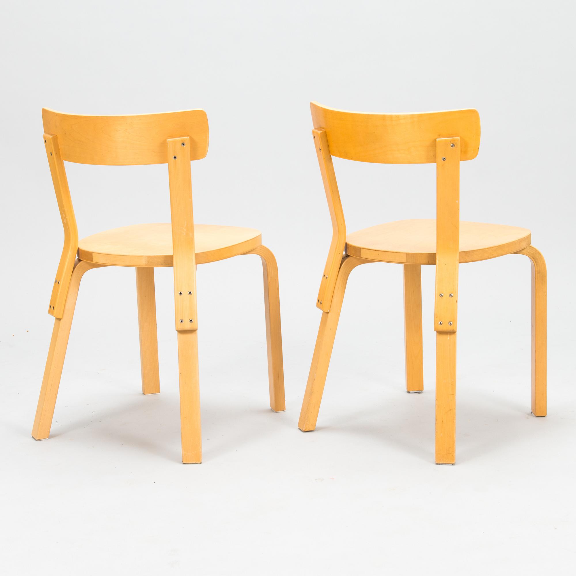 ALVAR AALTO, A table 82A and 6 chairs 69, Artek, latter half of the 20th century.