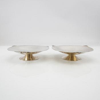 Bowls on foot, a pair of silver Art Deco.