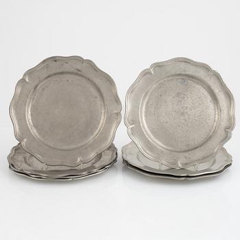 Pewter plates, 12 pcs, similar, pewter, 1762-1792.