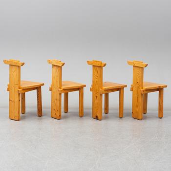 A set of four pinewood chairs, late 20th Century.