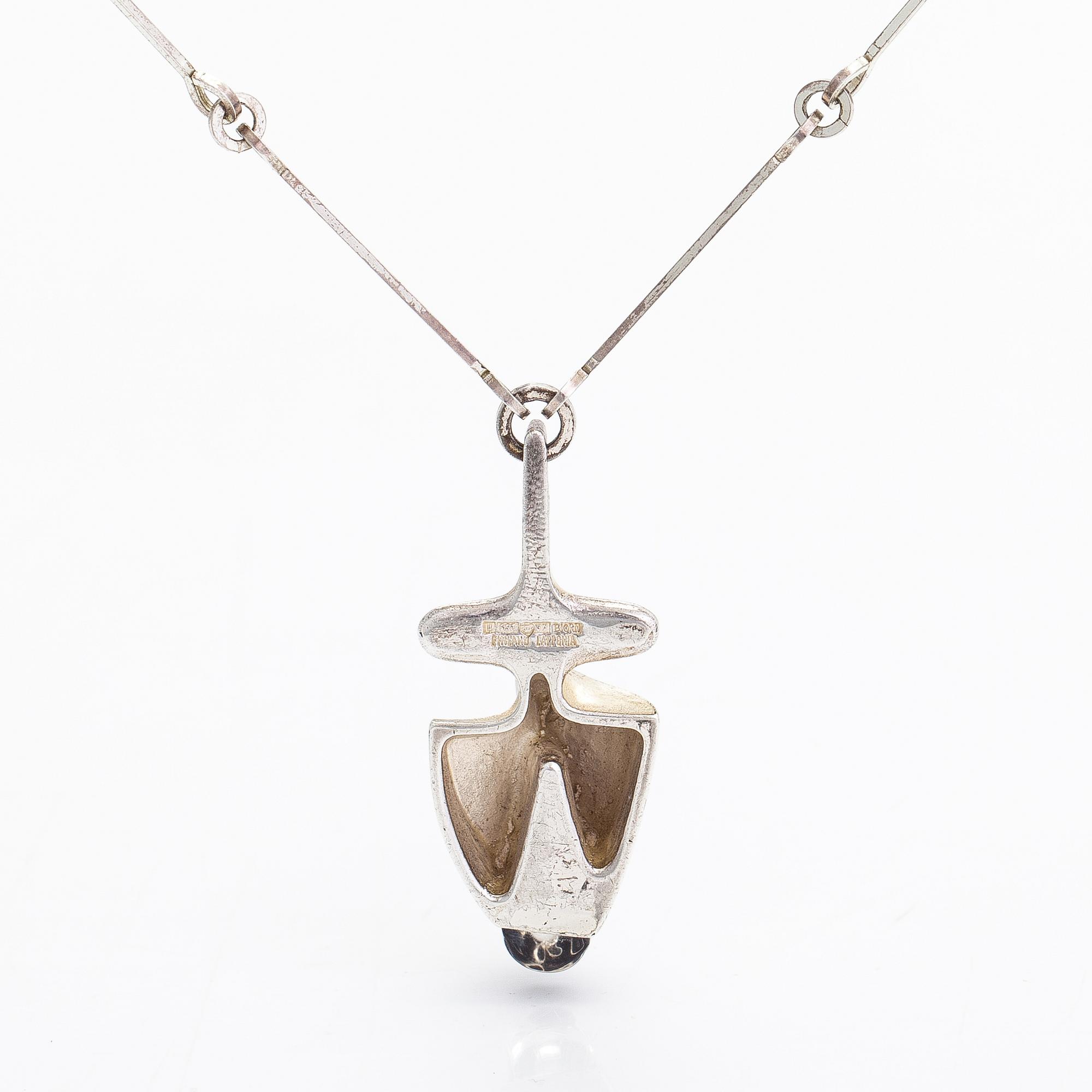 Björn Weckström, a sterling silver and acrylic nacklace 'Iguana' for Lapponia 1974.