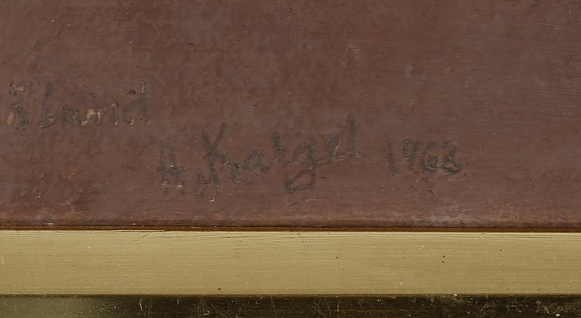 AXEL KARGEL, olja på pannå. Signerad och daterad Öland 63.