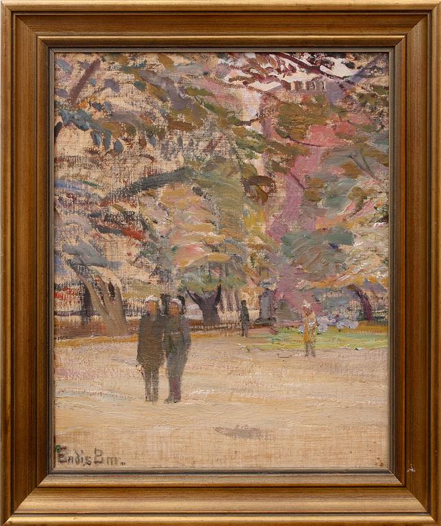 ENDIS BERGSTRÖM, olja på uppklistrad duk, sign.