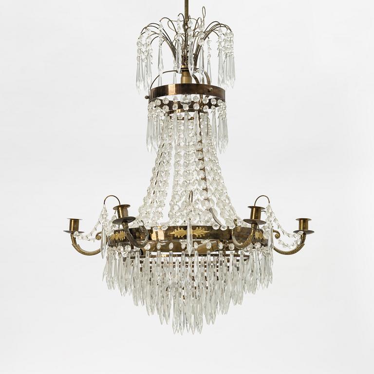 An Empire style chandelier, mid 20th Century.