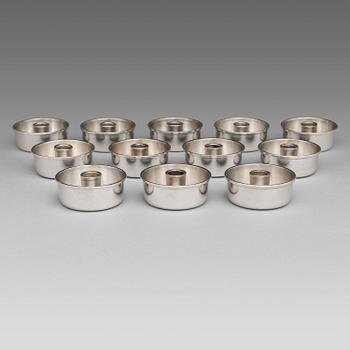 Bertel Gardberg, A set of 12 'Birgitta' silver candleholders, model 22908, Hopeatehdas oy, Helsinki 1961.