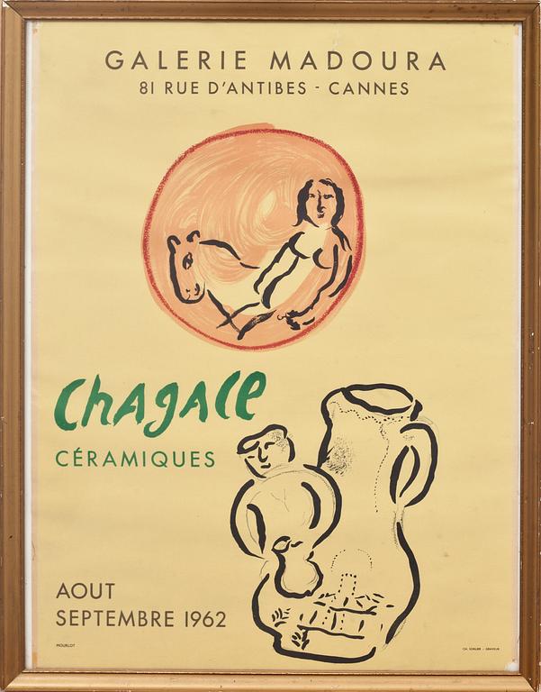 MARC CHAGALL, efter, utställningsaffisch, Mourlot, 1962.