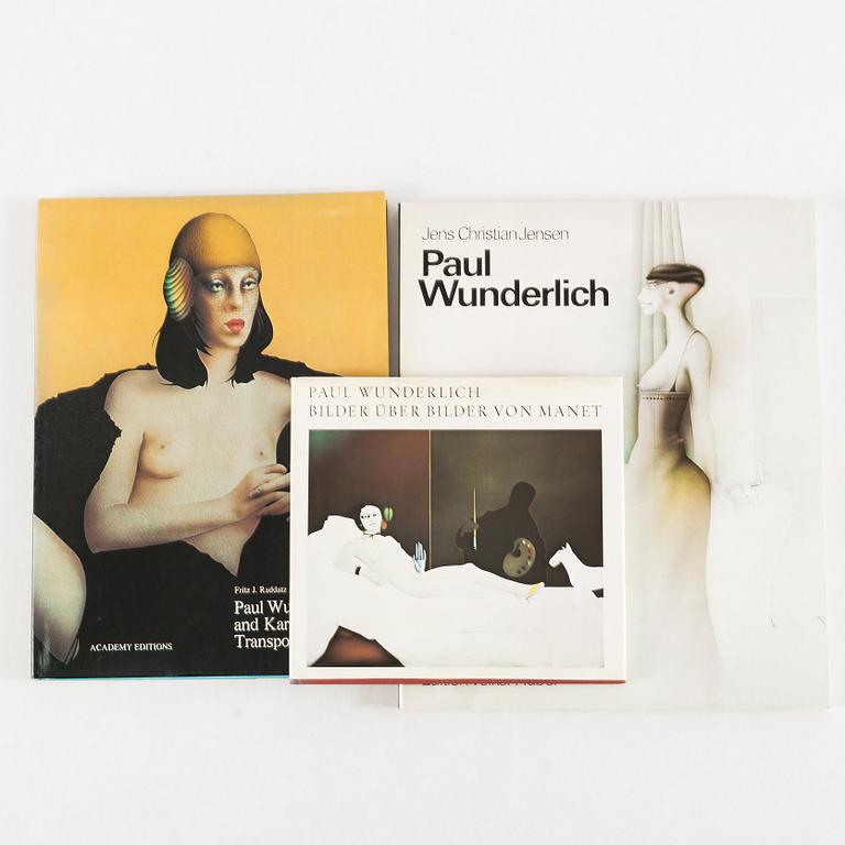PAUL WUNDERLICH, Lithograph in colours, signed EA/100 ex. With 3 vol books about the artist.