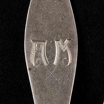 TESKEDAR, 6 st, och DESSERTSKEDAR, 6 st, silver, Finland 1920-tal.