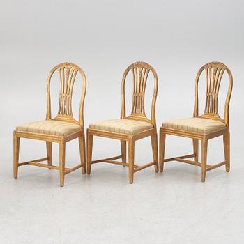 Three late Gustavian chairs, Sweden, around 1800.
